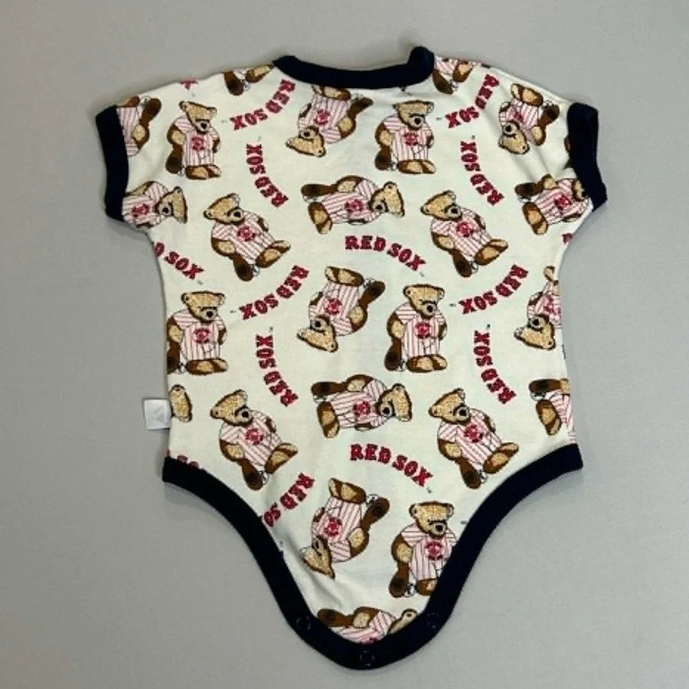 Majestic Boston Red Sox Baby Bodysuit 3-6 Months Cream Navy Bear MLB Cotton